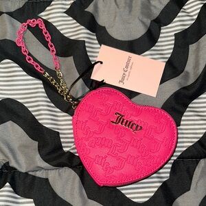 Juicy Couture Pink Heart-Shaped zip wallet pouch